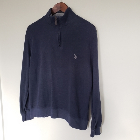 US Polo Association 1/4 Zip Henley Long Sleeve Shirt Mens Size Small Navy Blue - Picture 1 of 8